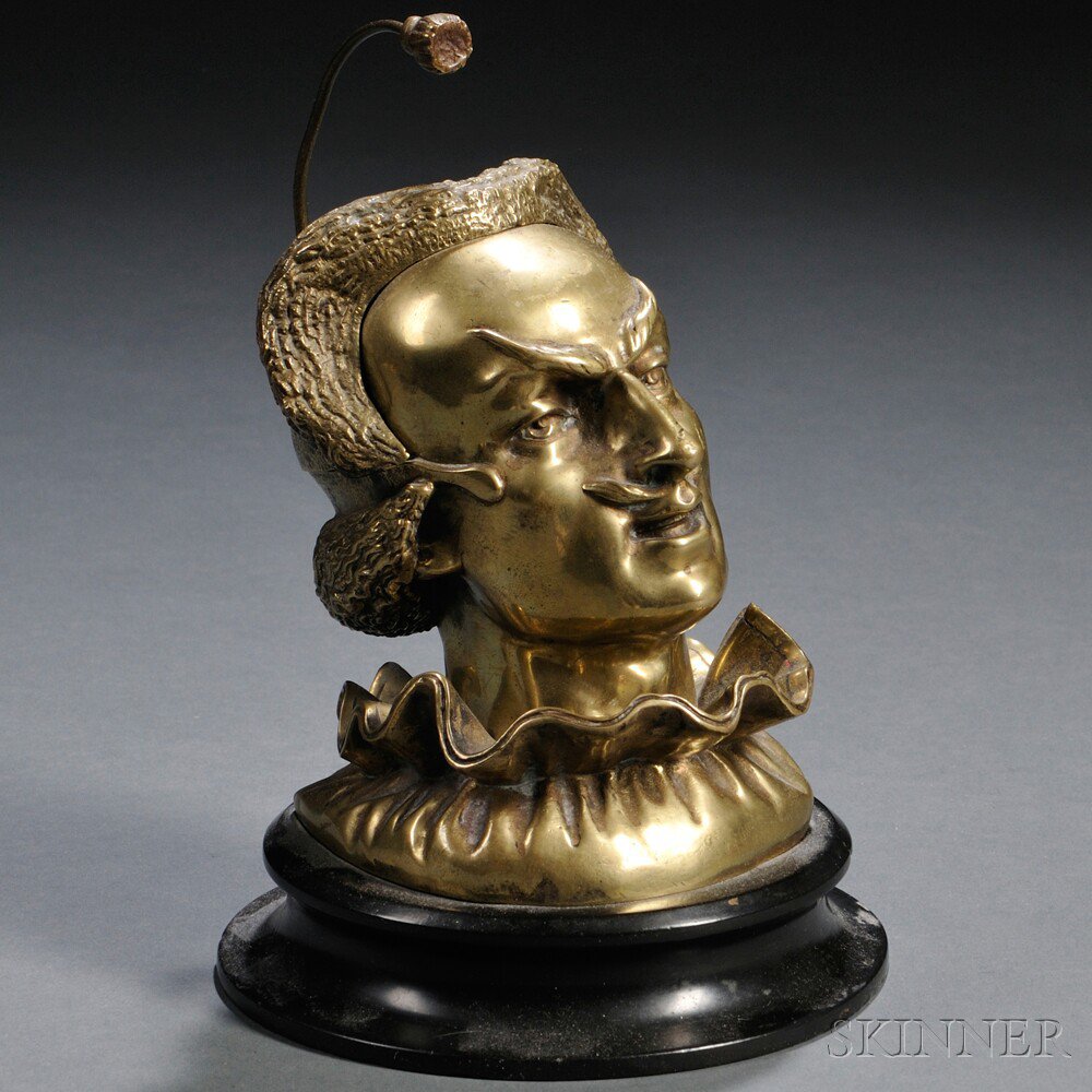 Appraisal: Mephistopheles-form Bronze Inkwell Continental th century cast as the bust