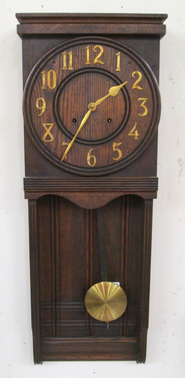 Appraisal: MISSION OAK WALL CLOCK Ansonia Clock Co New York th