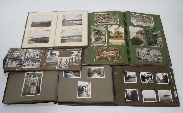 Appraisal: Collection of black and white photograph albums and postcard albums