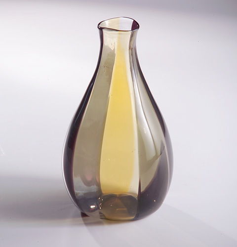 Appraisal: FULVIO BIANCONI VENINI Spicchi pear-shaped glass vase with vertical panels