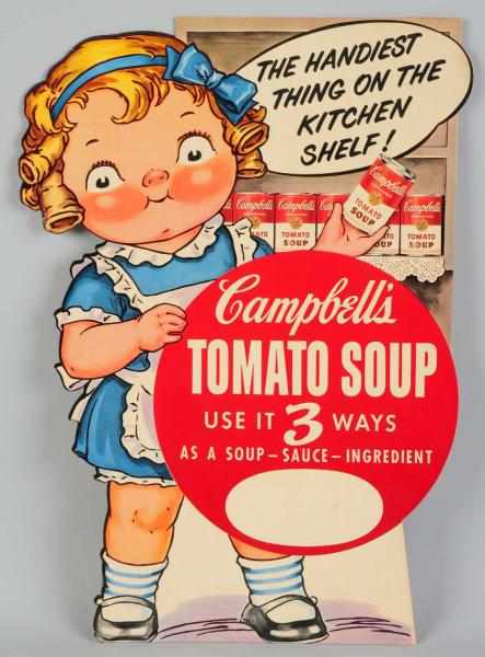 Appraisal: Cardboard Campbell's Soup Cutout Sign Circa s Still retains easel