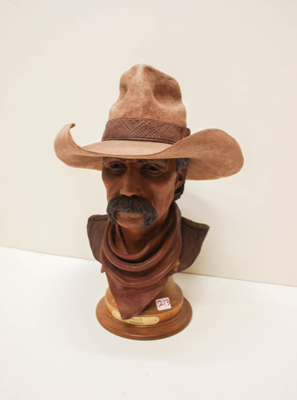 Appraisal: JERRY L SNODGRASS Idaho born terracotta sculpture Wrangler a bust