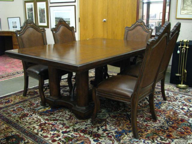 Appraisal: Contemporary decorator Tudor Style Dining Room Table with stretcher base