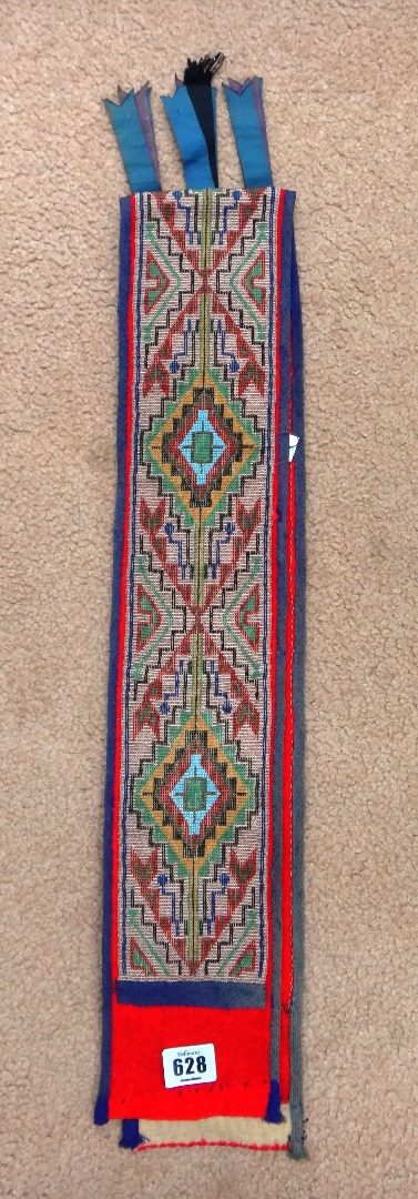 Appraisal: A Victorian beadwork Bible bookmark worked with two different geometric