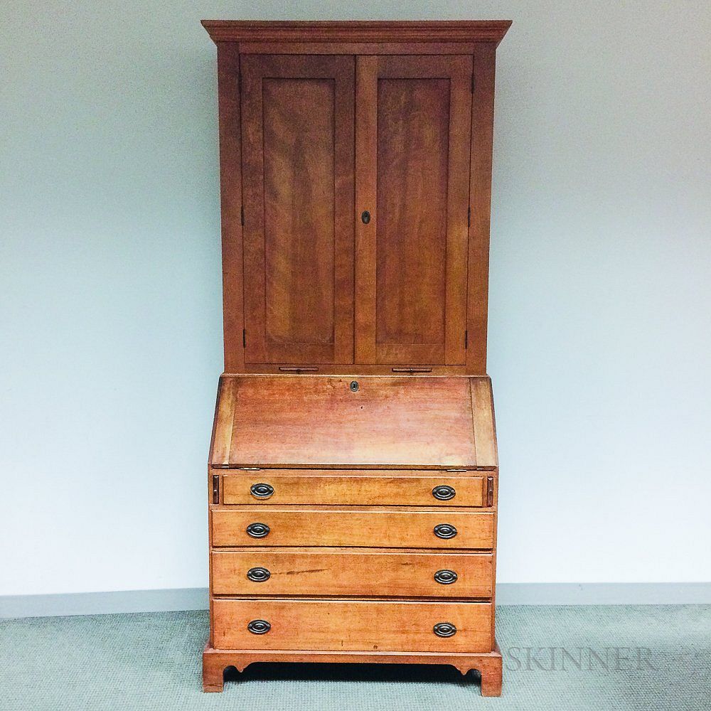 Appraisal: Chippendale Cherry Desk Bookcase Chippendale Cherry Desk Bookcase ht wd