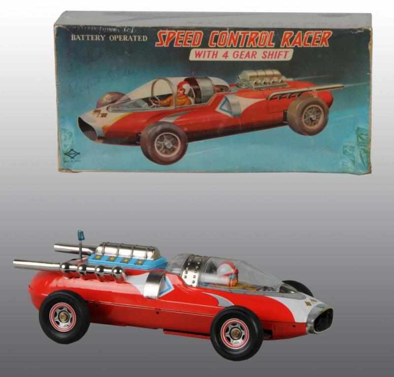 Appraisal: Tin Speed Control Race Car Battery-Operated Toy Description Japanese Working