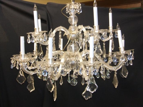 Appraisal: CONTINENTAL CRYSTAL FIFTEEN LIGHT CHANDELIER With two graduated tiers of