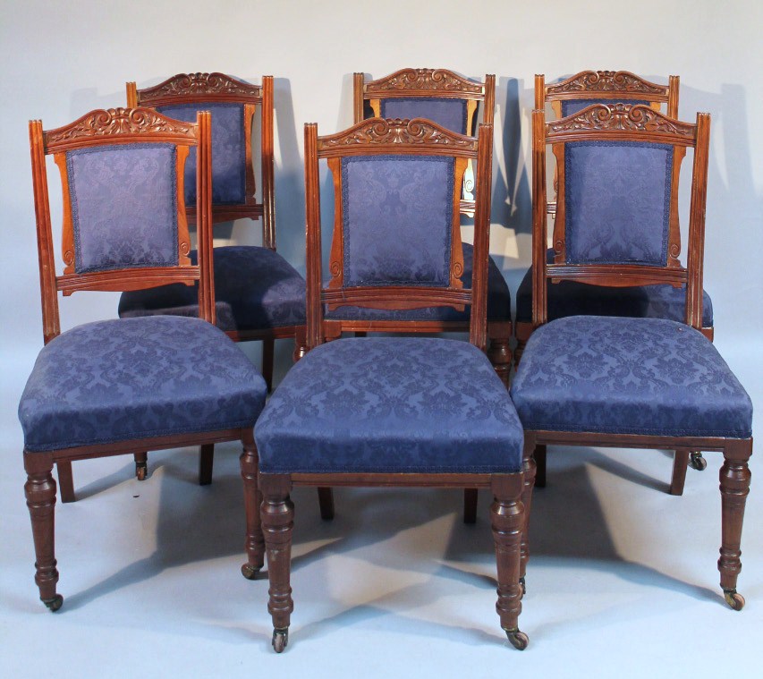 Appraisal: A set of six Edwardian dining chairs each with carved