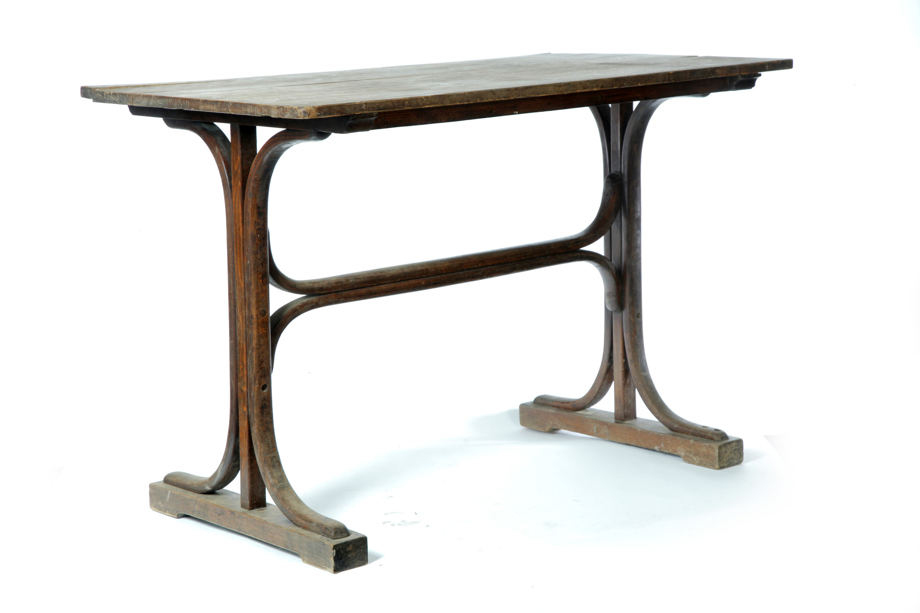 Appraisal: THONET-STYLE BISTRO TABLE Early th century mixed woods Rectangular top