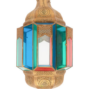 Appraisal: A Pierced Metal Middle Eastern Lantern th Century with colored