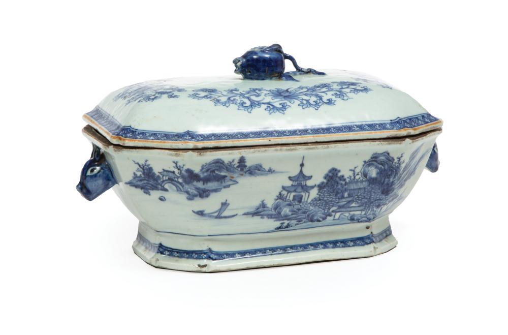 Appraisal: Chinese Export Blue and White Porcelain Cover and Tureen late