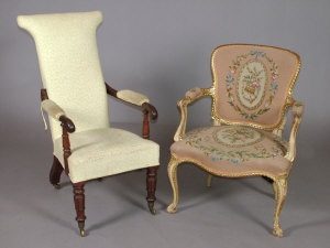 Appraisal: An early Victorian mahogany open armchair with upholstered back seat