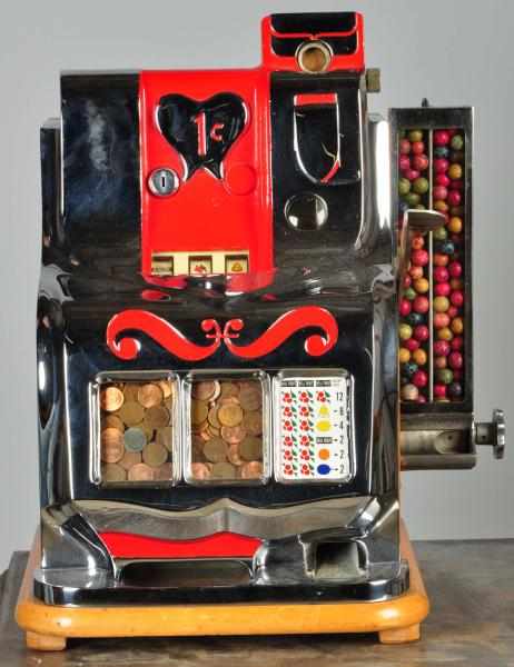 Appraisal: Mills QT Twin Jackpot Slot Machine Description Working Includes gum