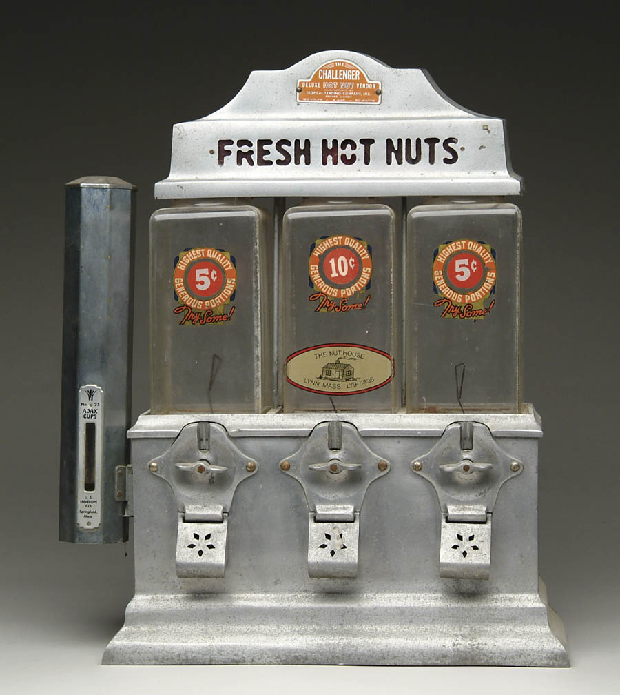 Appraisal: CHALLENGER HOT NUT VENDOR Electrified three compartment vendor with nickel