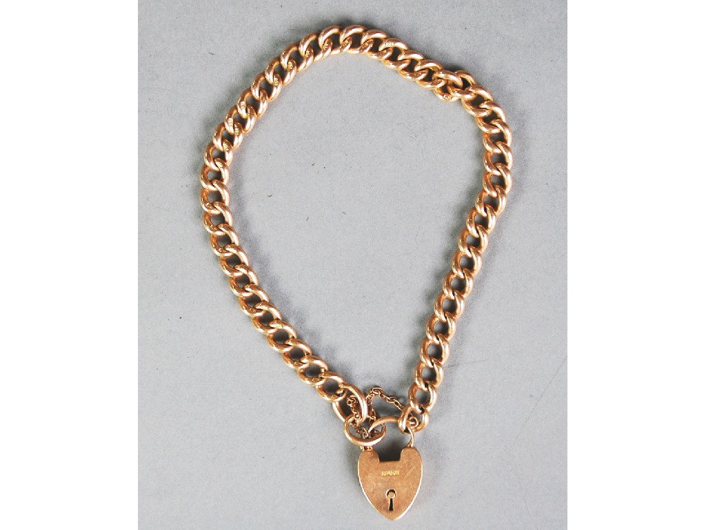 Appraisal: ct GOLD CURB PATTERN BRACELET with padlock clasp approx gms