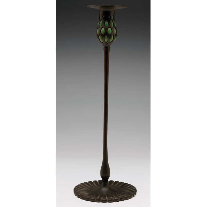 Appraisal: Tiffany Studios candlestick large form in bronze with sunburst design