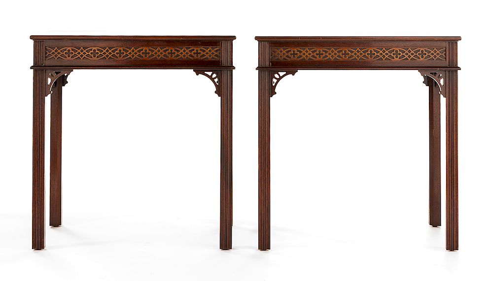 Appraisal: Pair of Kittinger Chippendale End Tables DESCRIPTION Pair of mahogany