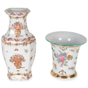 Appraisal: Two Chinese Export Style Porcelain Vases TH CENTURY Height and