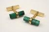 Appraisal: CUFFLINKS - K yellow gold cufflinks set with faceted malachite