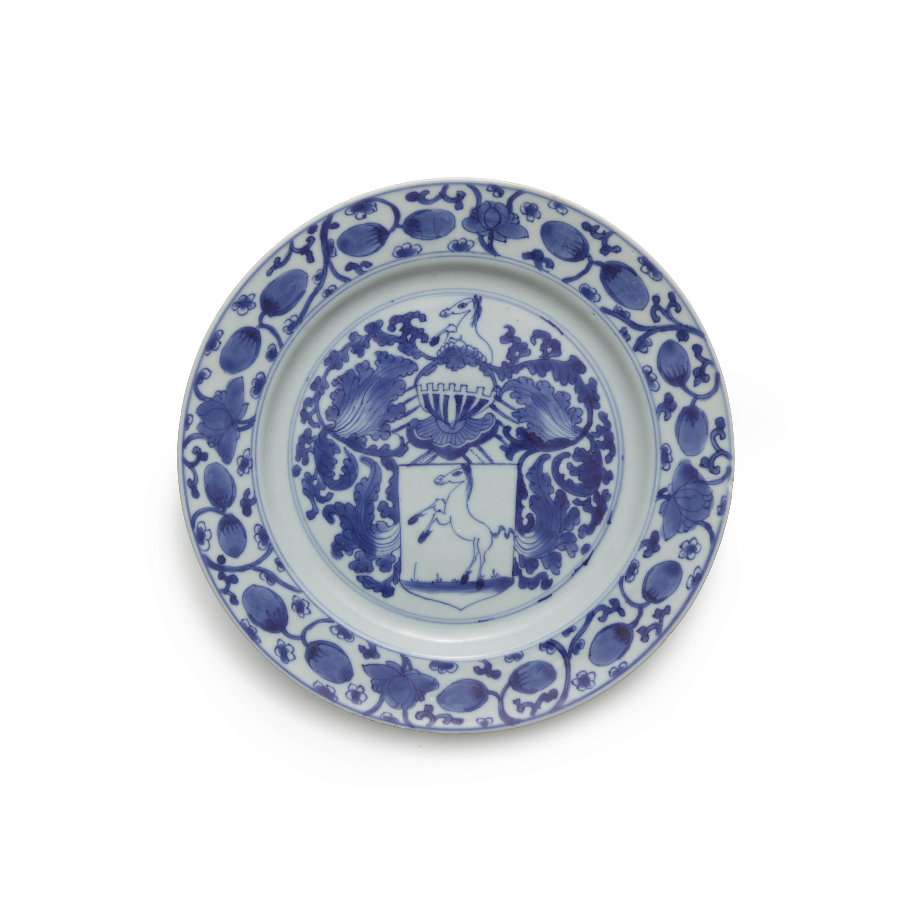 Appraisal: A CHINESE BLUE AND WHITE PORCELAIN DISH KANGXI PERIOD Kangxi