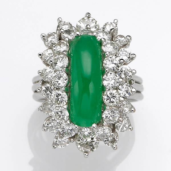 Appraisal: A jadeite jade diamond and k white gold ring estimated