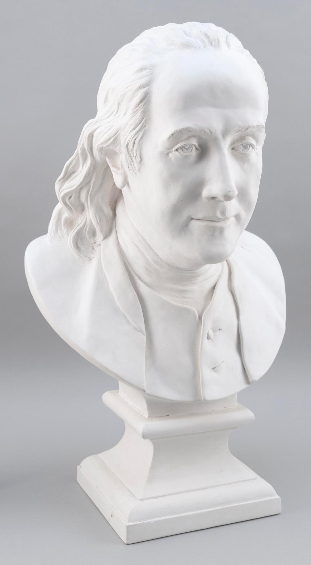 Appraisal: PAINTED PLASTER BUST OF BENJAMIN FRANKLIN HEIGHT PAINTED PLASTER BUST