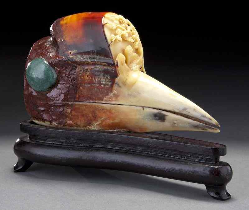 Appraisal: Chinese carved hornbill head International shipping IS NOT available on