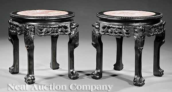 Appraisal: A Pair of Japanese Carved Hardwood Tabourets late th early