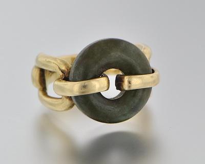 Appraisal: A Jade and Gold Ring Signed Jay Yin k yellow