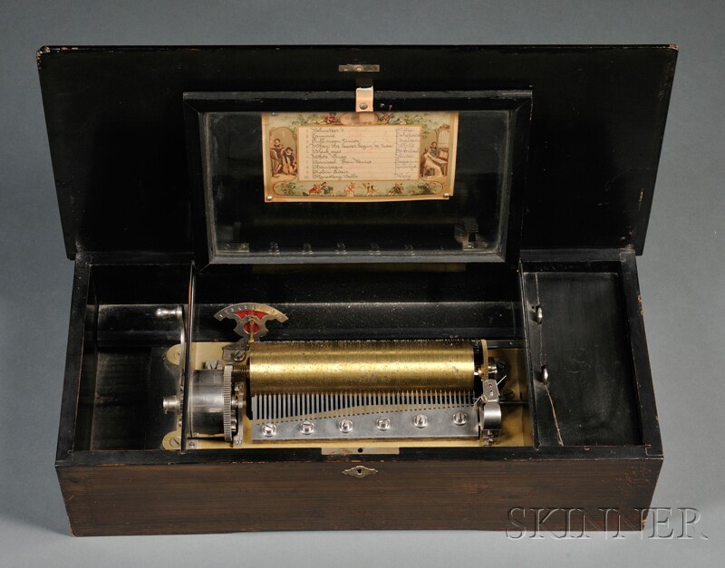 Appraisal: Cylinder Music Box Switzerland No with tune sheet listing the