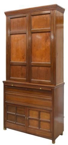 Appraisal: English linen press now fashioned as a rifle cabinet molded