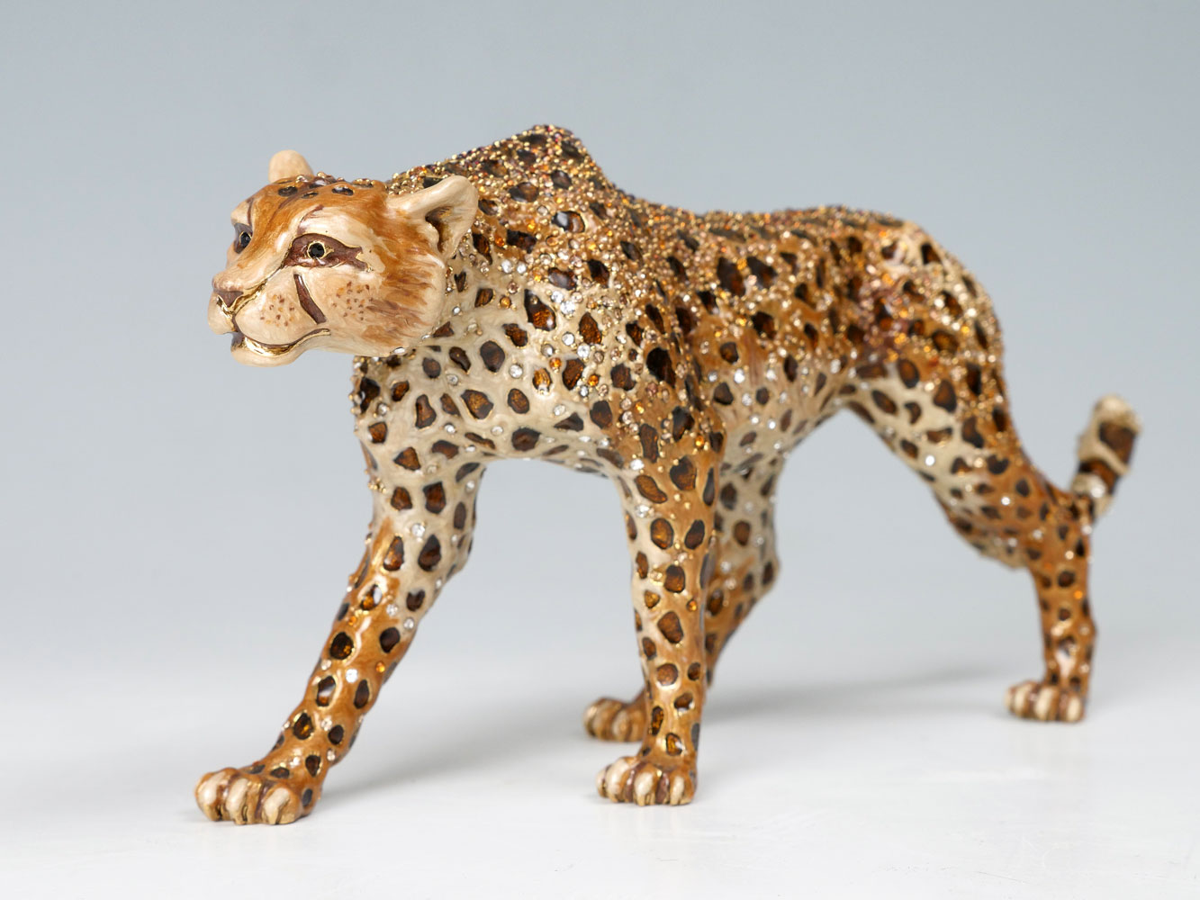 Appraisal: JAY STRONGWATER ENAMEL CRYSTAL ''PAXTON'' CHEETAH Stalking cheetah from the