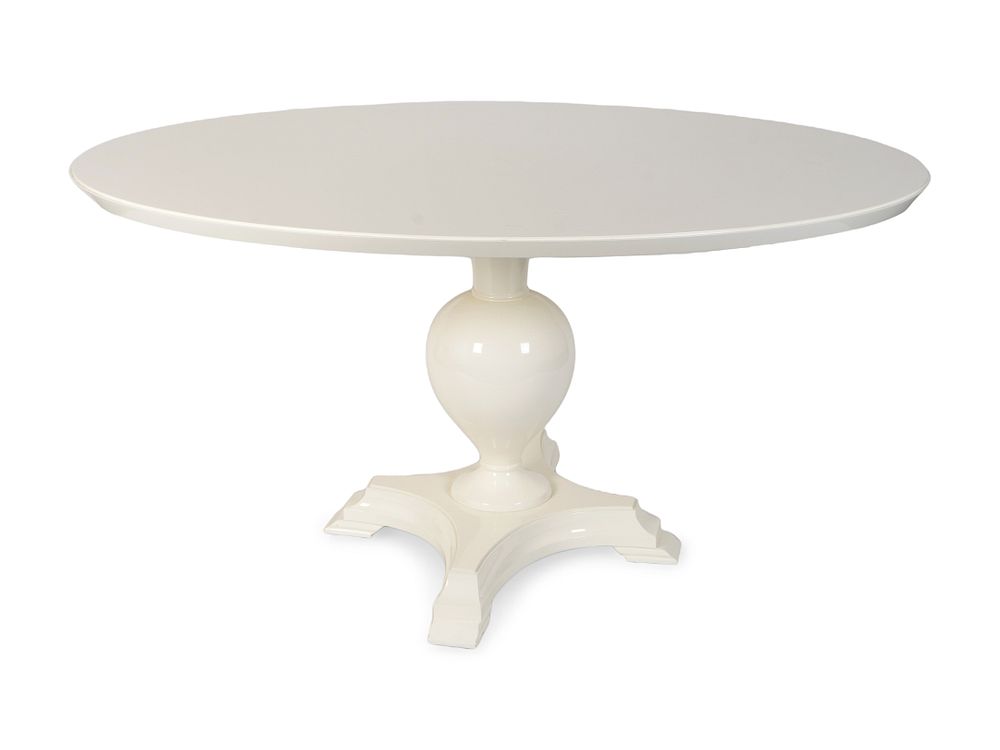 Appraisal: A Contemporary White Lacquer Oval Breakfast Table Height x width