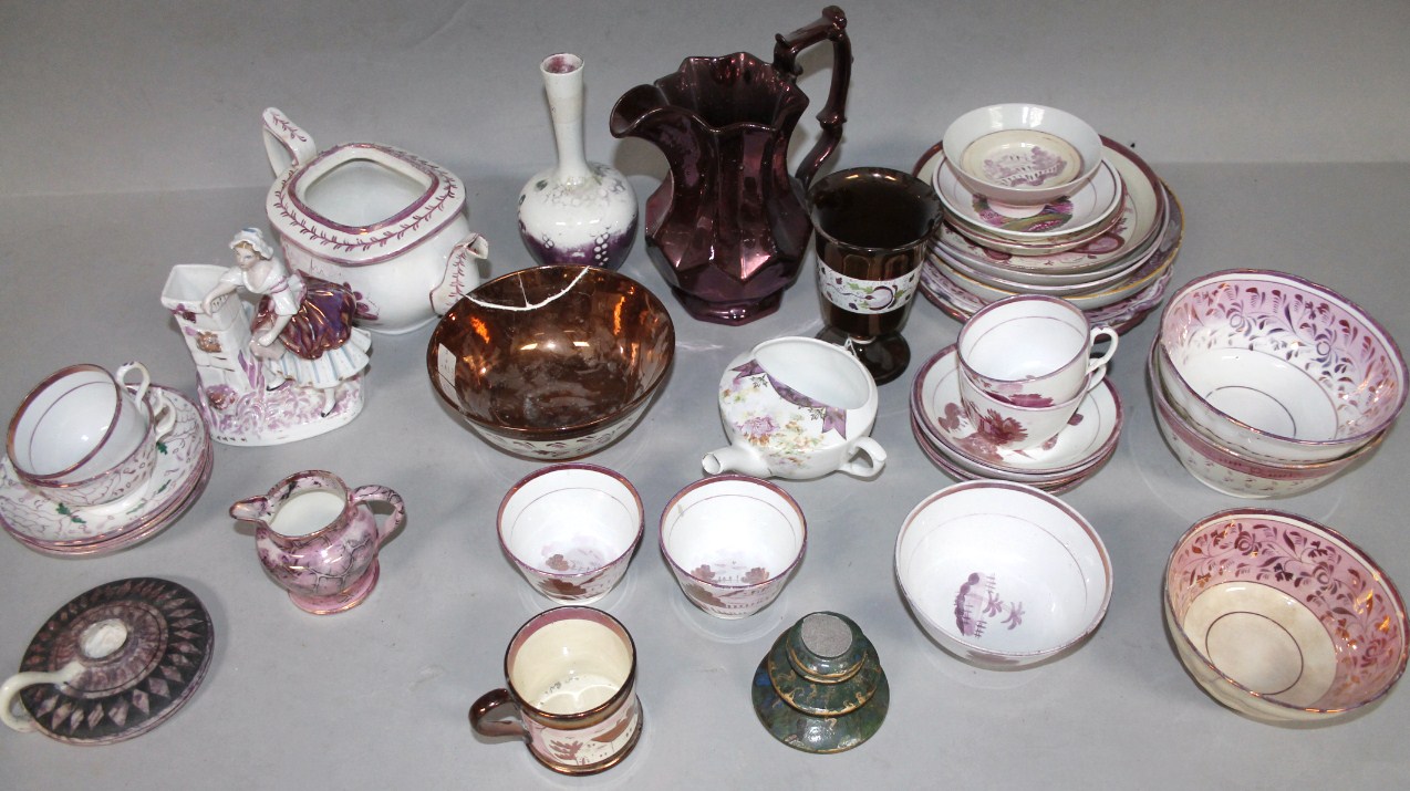 Appraisal: Various early thC and later pink lustre to include Staffordshire