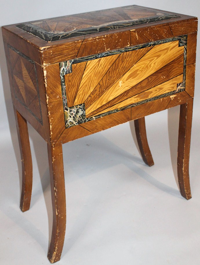 Appraisal: An early thC painted beech and pine sewing box with