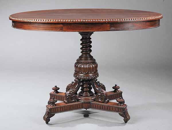 Appraisal: An American Renaissance Carved Mahogany Center Table the oval top