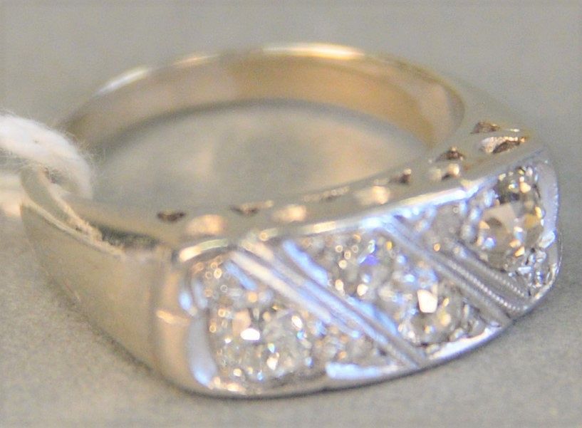 Appraisal: k white gold ring set with eight diamonds gr size