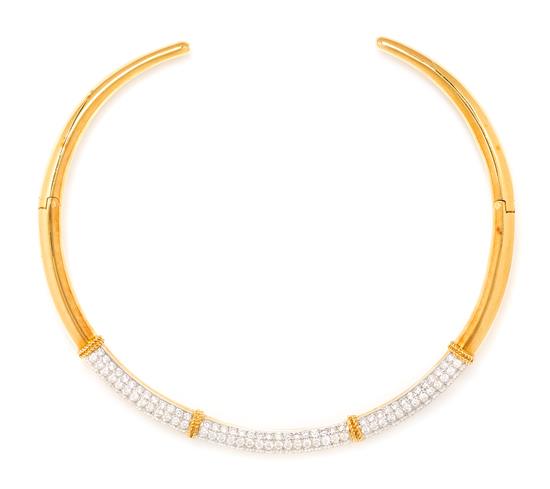 Appraisal: Sale Lot An Karat Yellow Gold and Diamond Collar Necklace