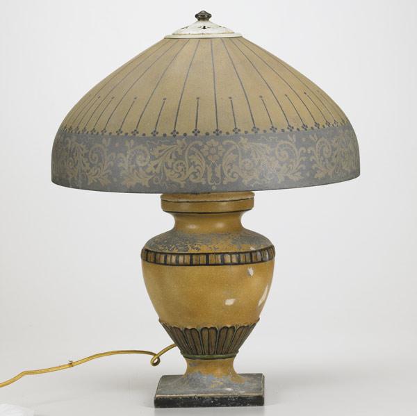 Appraisal: HANDEL Table lamp with an obverse-painted shade in renaissance floral