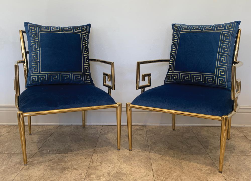 Appraisal: Pair of Mastercraft Greek Key Lounge Chairs