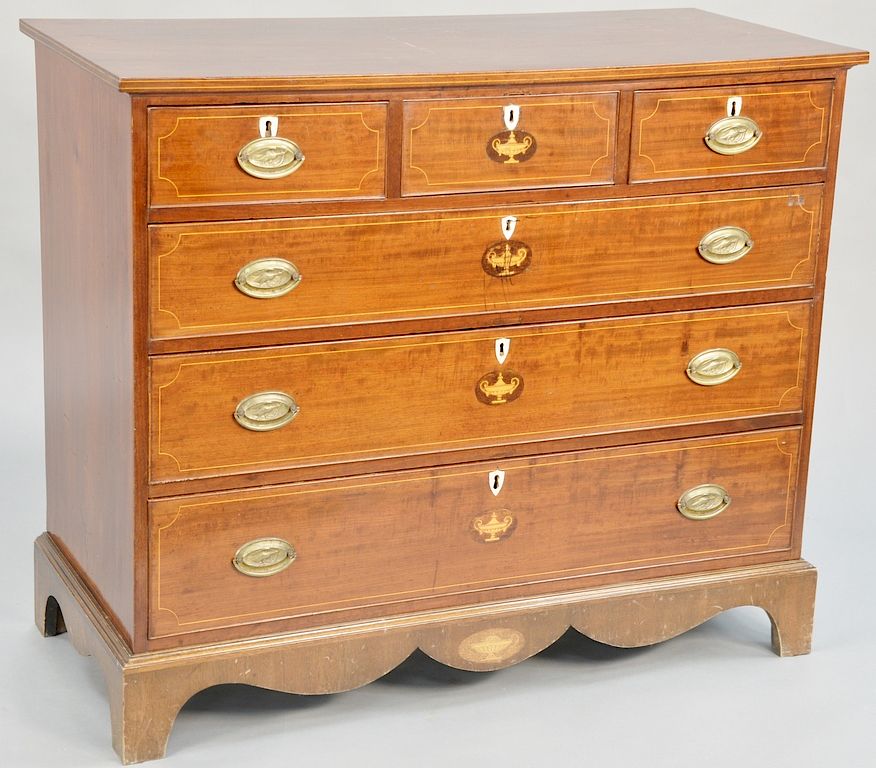 Appraisal: Mahogany three over three drawer chest on bracket feet drawers