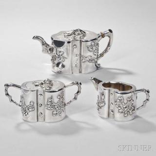 Appraisal: Three-piece Assembled Chinese Export Silver Tea Service late th early