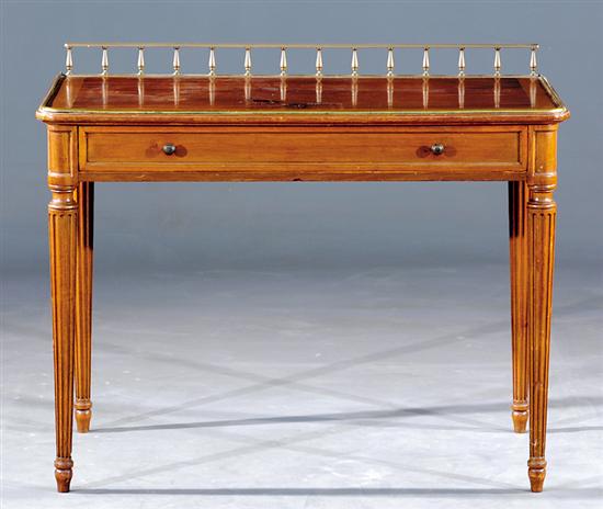 Appraisal: Continental inlaid mahogany writing table circa brass gallery and crossbanded