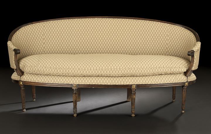 Appraisal: Louis XVI-Style Fruitwood Canape late th century the padded and