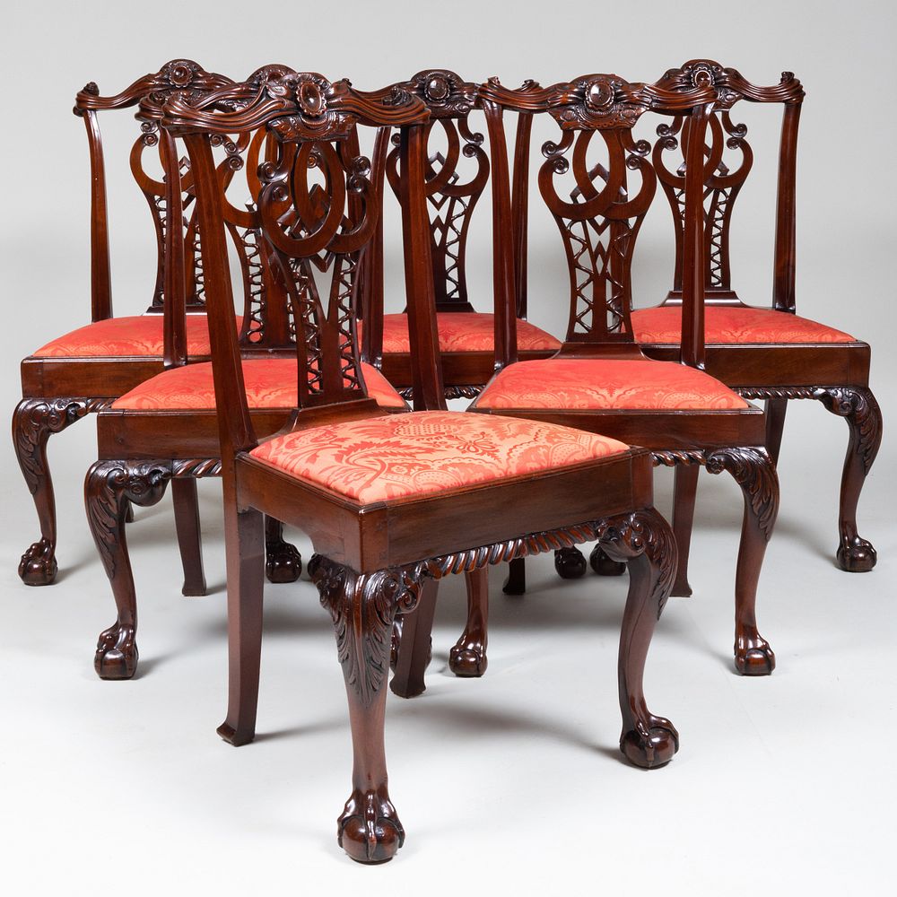 Appraisal: Set of Six George III Style Mahogany Dining Chairs x