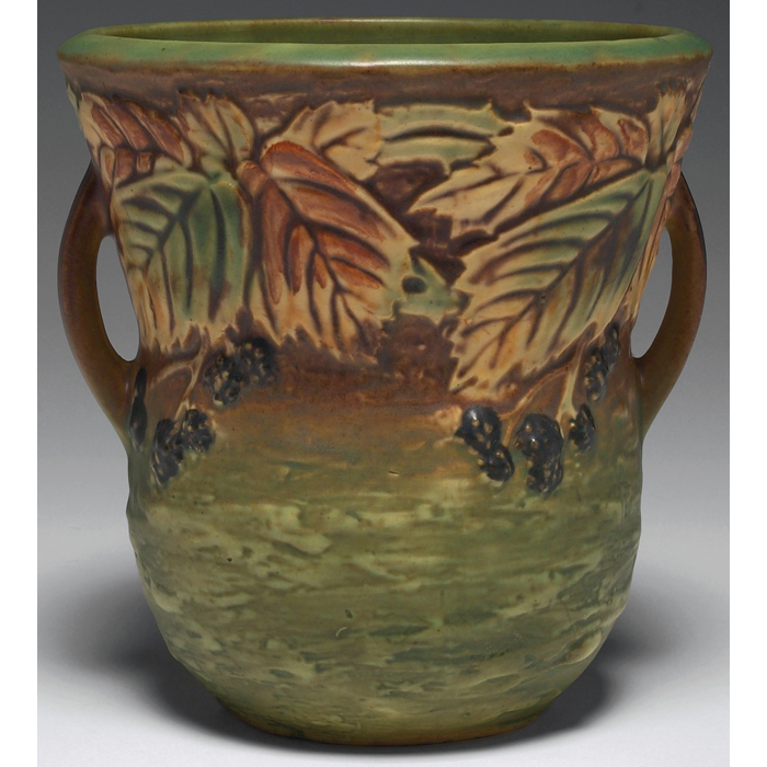 Appraisal: Nice Roseville Blackberry vase green and brown h