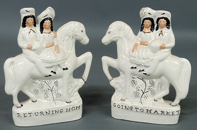 Appraisal: Pair of Staffordshire figural groups late th c Going to