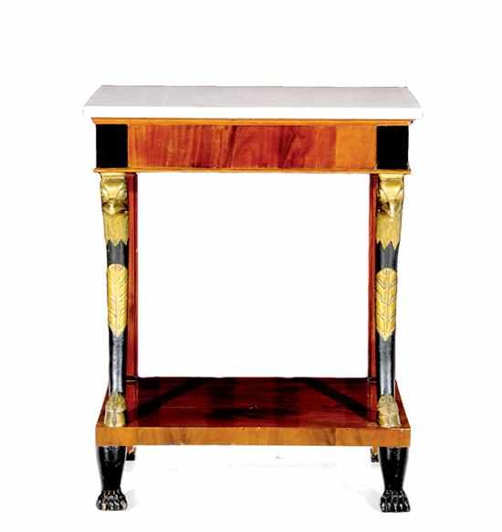 Appraisal: French Empire parcel-gilt mahogany and marbletop pier table first half