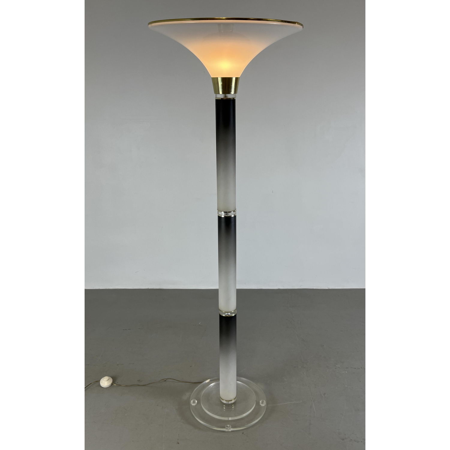 Appraisal: Lucite designer floor lamp Acrylic shade and column Dimensions H