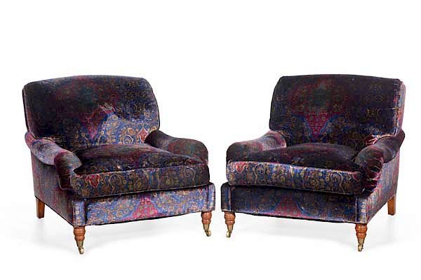 Appraisal: A pair of Ralph Lauren upholstered armchairs A pair of